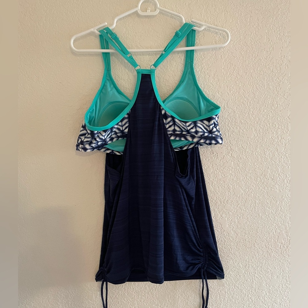 Zero Xposur Women’s Navy and Teal Swim Tankini Top size 14 - Picture 4 of 9